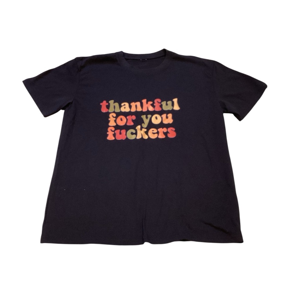 Unisex‎ Black Graphic T-Shirt [Thanksgiving theme] Size Medium 100% Cotton